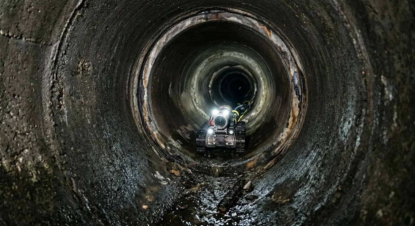 Robotic sewer camera inspecting pipe interior for Drain Snake Service in Machesney Park